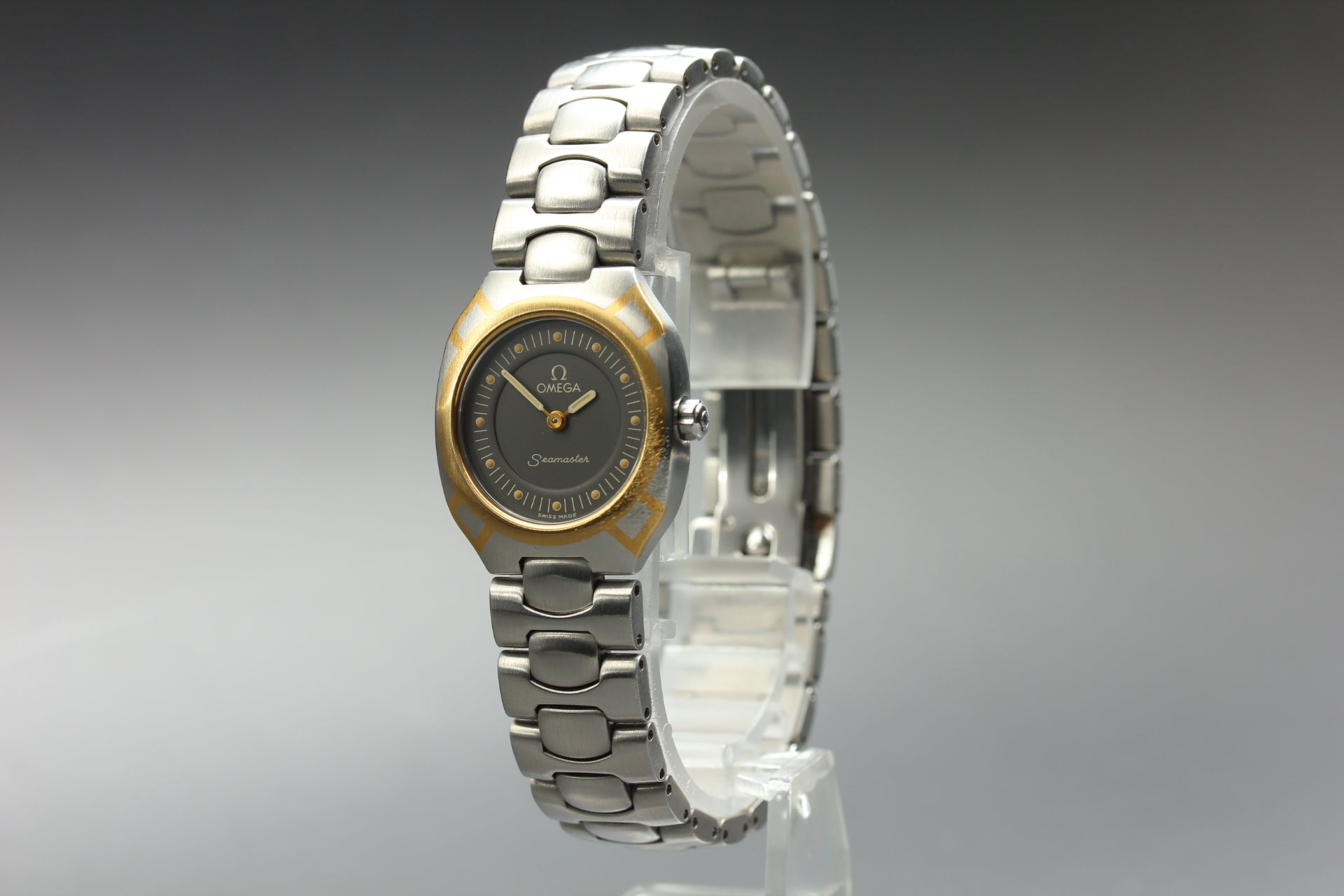 New Batt Vintage OMEGA Seamaster Polaris Quartz Gray Women's Watch 22mm JP Box