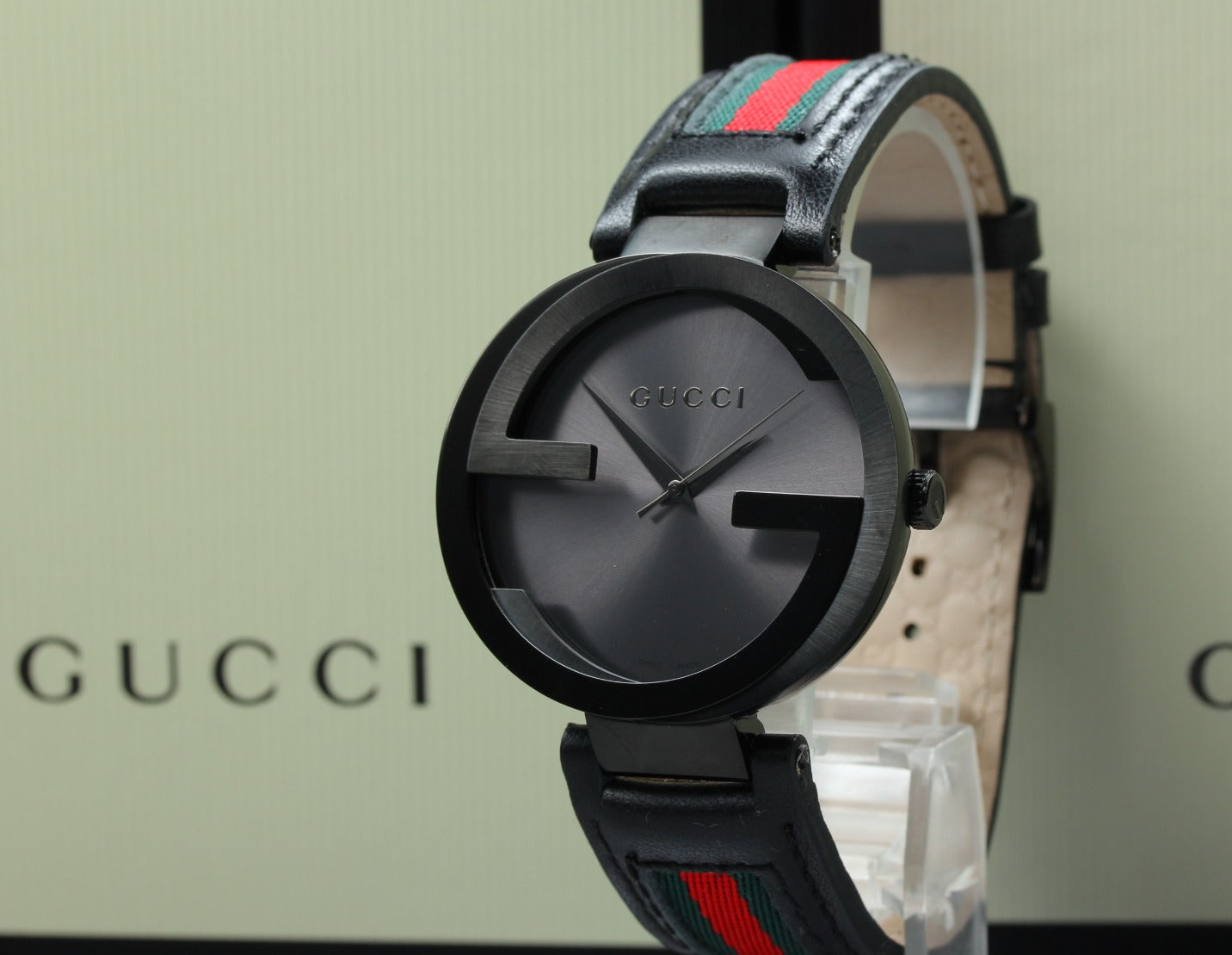 GUCCI Interlocking 133.2 Black Gucci Sherry Line 41mm Men's Quartz Watch [Box]