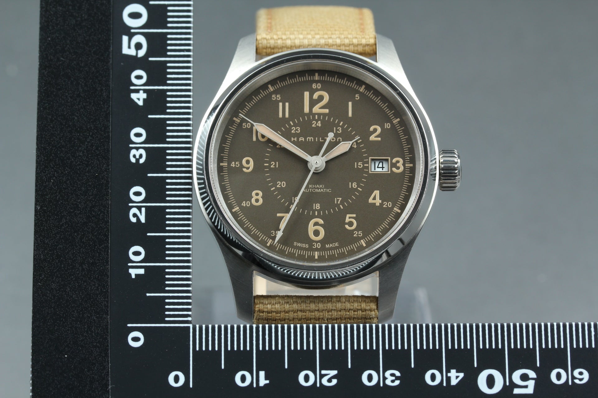 Hamilton Khaki Field H703050 Date Brown Dial Beige 39mm Automatic Men's Watch