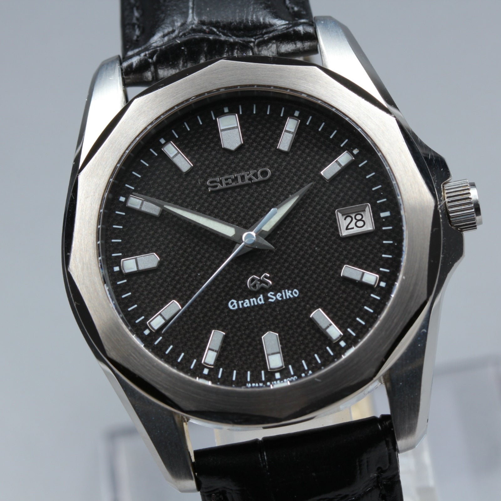 New Batt SEIKO Grand Seiko GS 8J56-8000 Quartz Black Men's Watch 36mm JAPAN