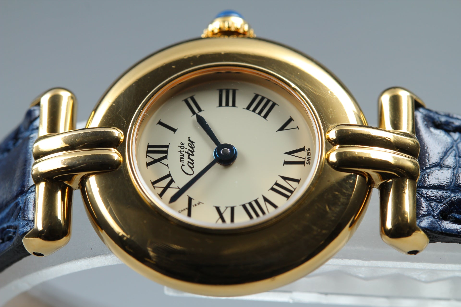 Vintage Cartier Must Colisee Vermeil 590002 Blue Women's Quartz Watch [Pouch]