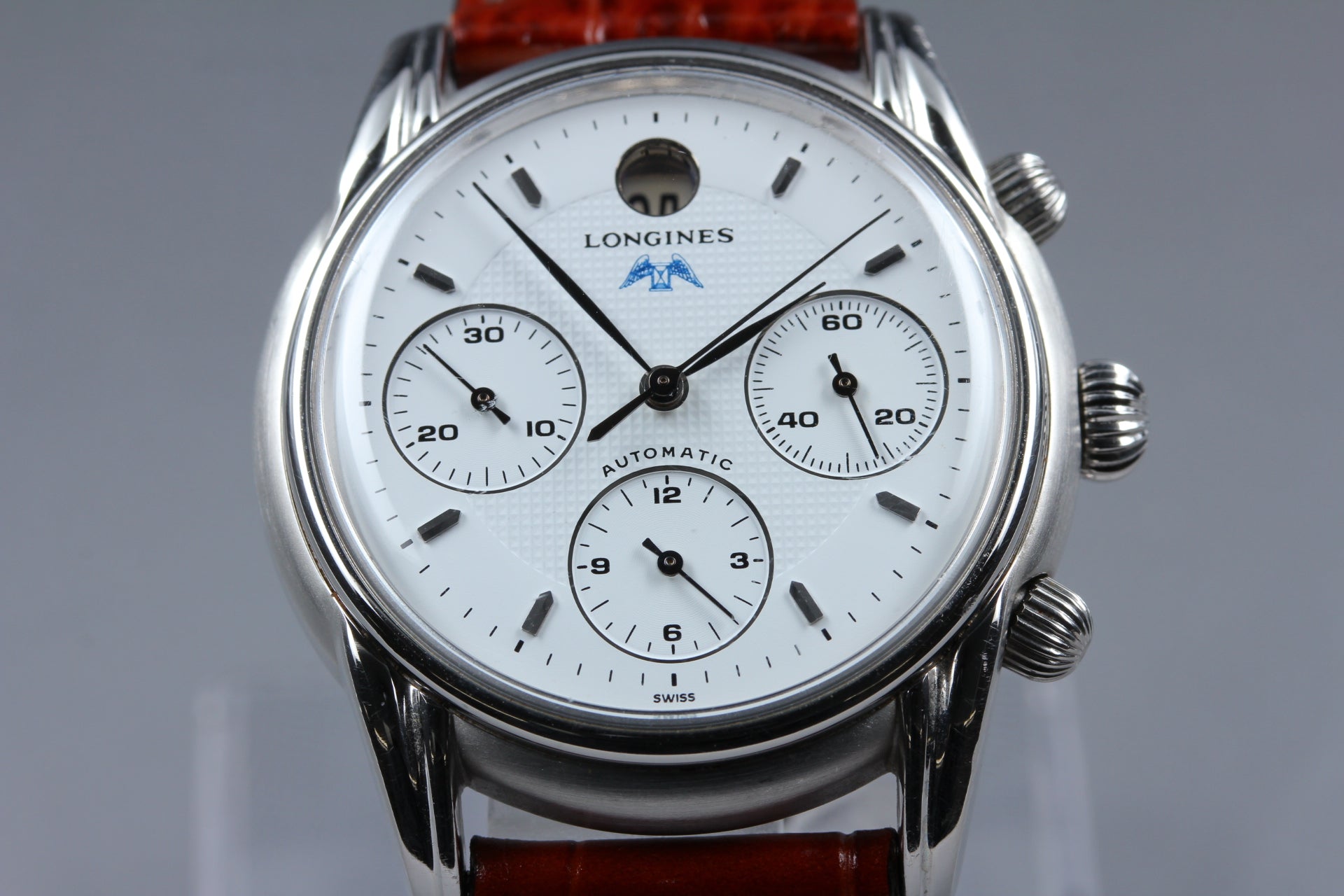 LONGINES Monument L4.661.4 Automatic Chronograph White Men's Watch 37mm JAPAN