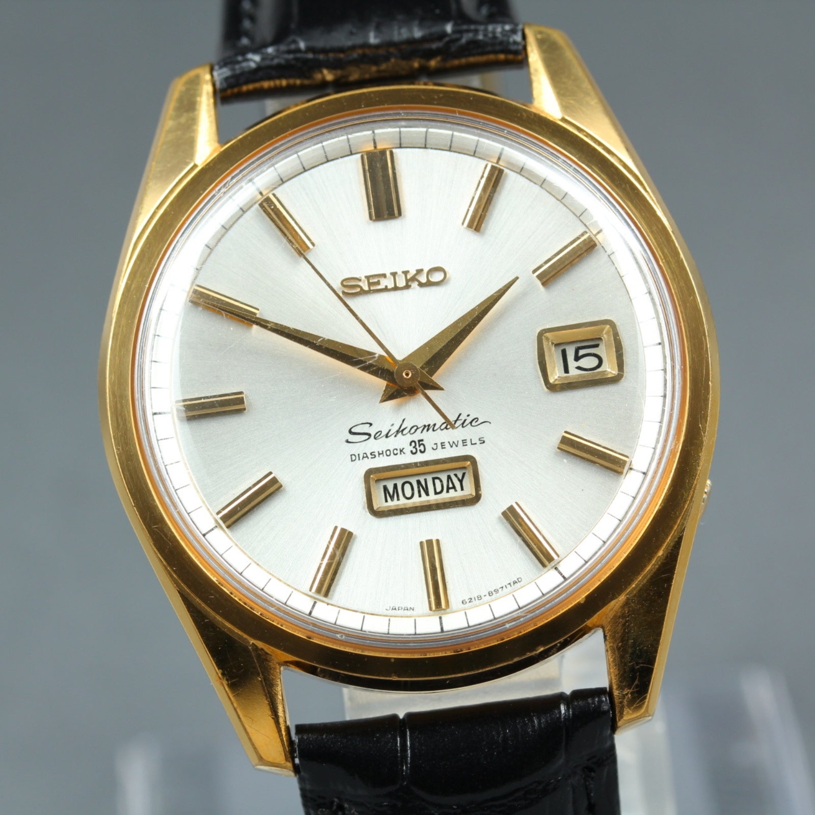Vintage SEIKO Seikomatic Weekdater 6218-8971 Automatic Men's Watch 37mm JAPAN