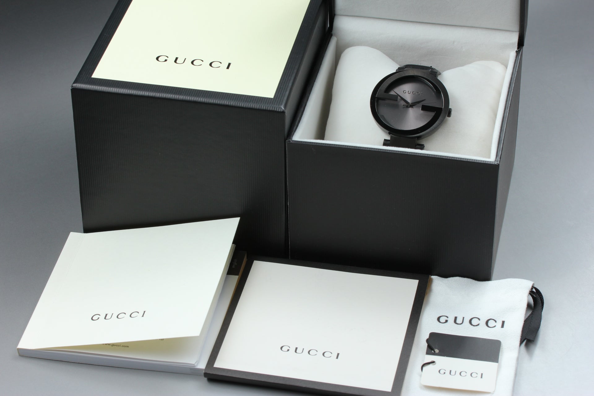 GUCCI Interlocking 133.2 Black Gucci Sherry Line 41mm Men's Quartz Watch [Box]