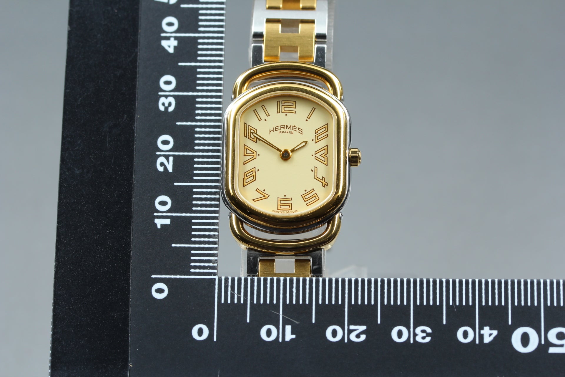 New Batt Vintage HERMES Rally RA1.240 Quartz Gold Dial Women's Watch 20mm JP Box