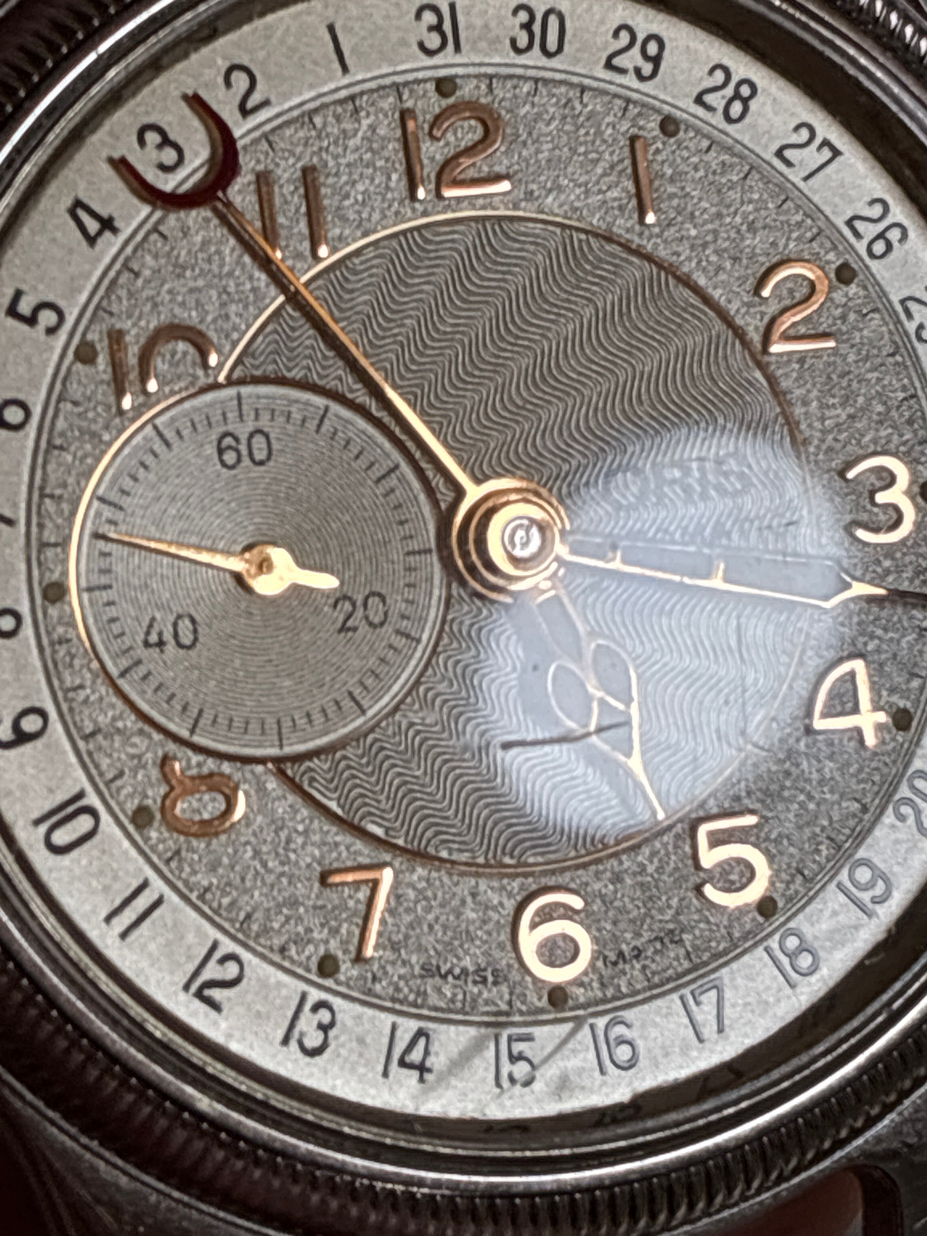 Vintage ORIS Big Crown 7462 Automatic Gold Dil Date Men's Watch 32mm From JAPAN