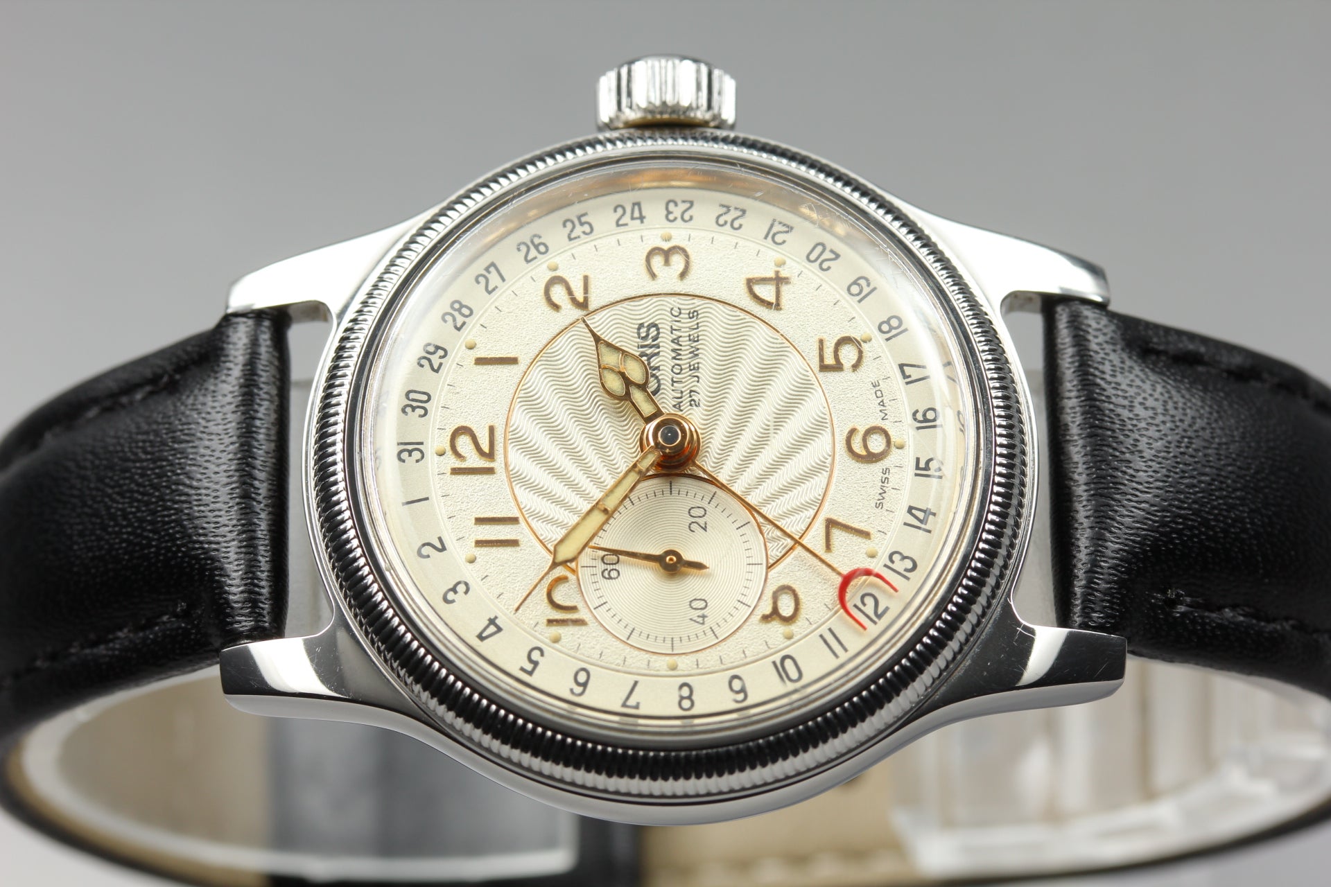 Vintage ORIS Big Crown 7462 Automatic Gold Dil Date Men's Watch 32mm From JAPAN
