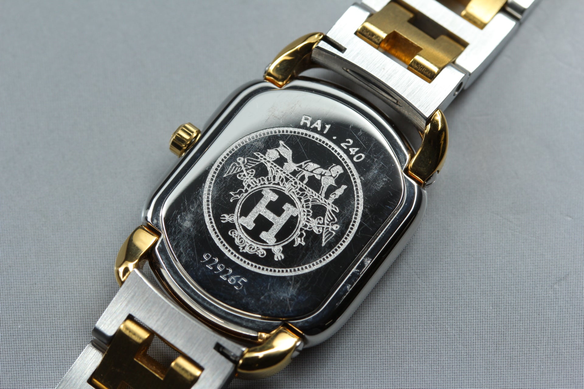 New Batt Vintage HERMES Rally RA1.240 Quartz Gold Dial Women's Watch 20mm JP Box