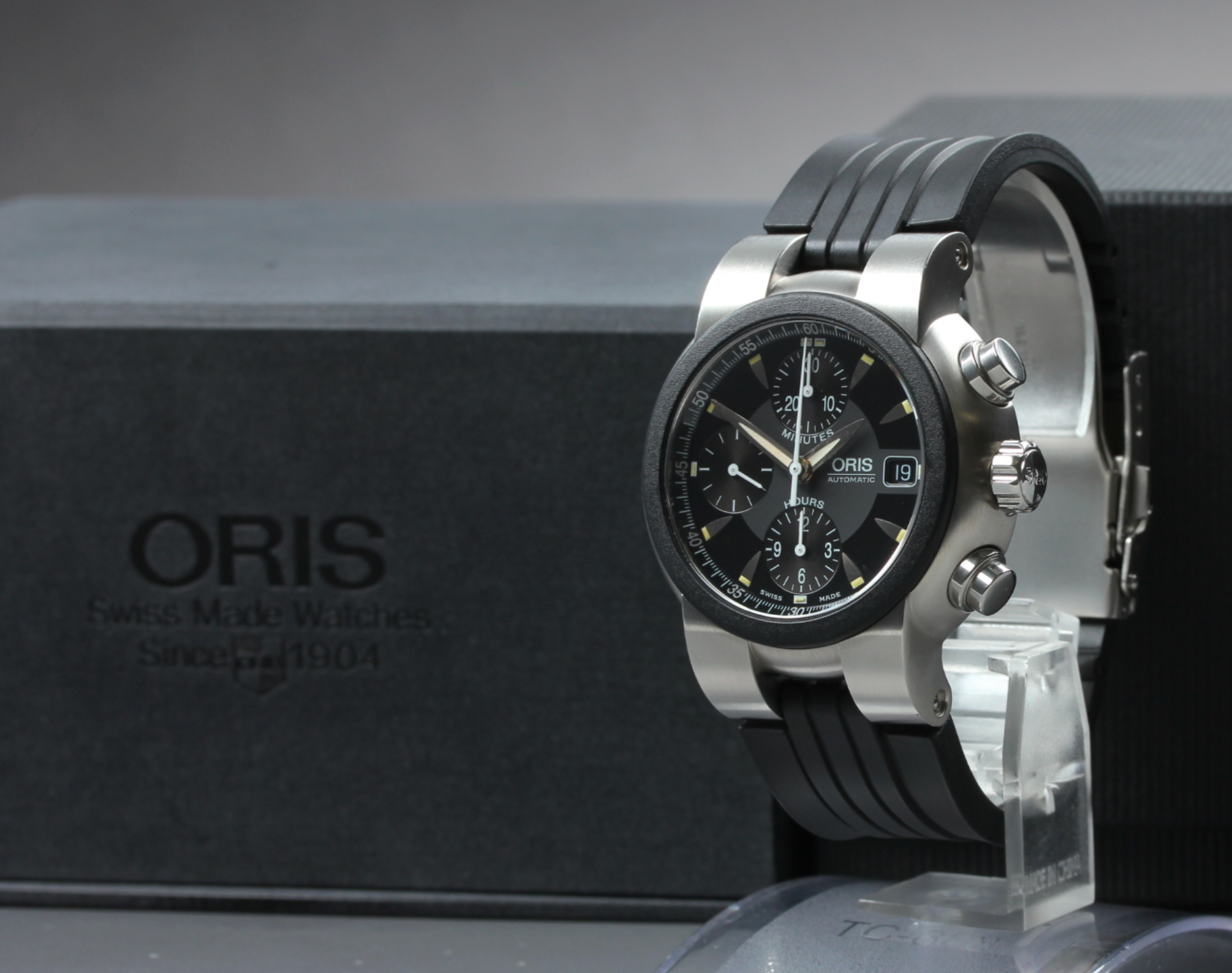 [Near MINT Box] ORIS TT1 Chronograph 7521-44 Black Dial 42mm AT Men's Watch