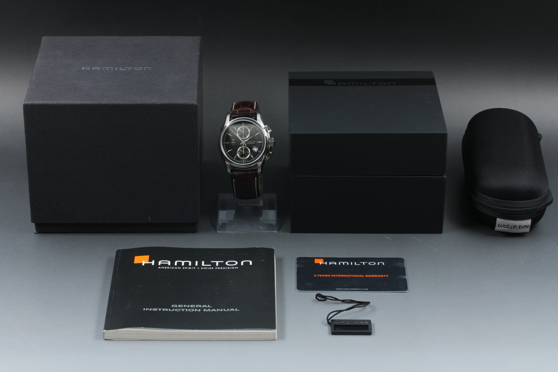 HAMILTON Jazzmaster H326160 Black Brown 42mm Chronograph AT Men's Watch [Box]