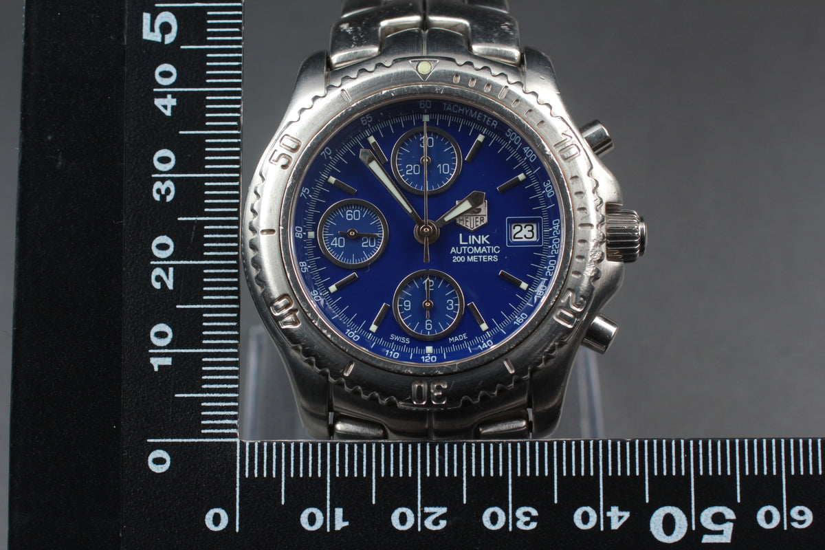 TAG Heuer Professional CT2110 Chronograph Blue Automat Men's Watch 41mm JAPAN