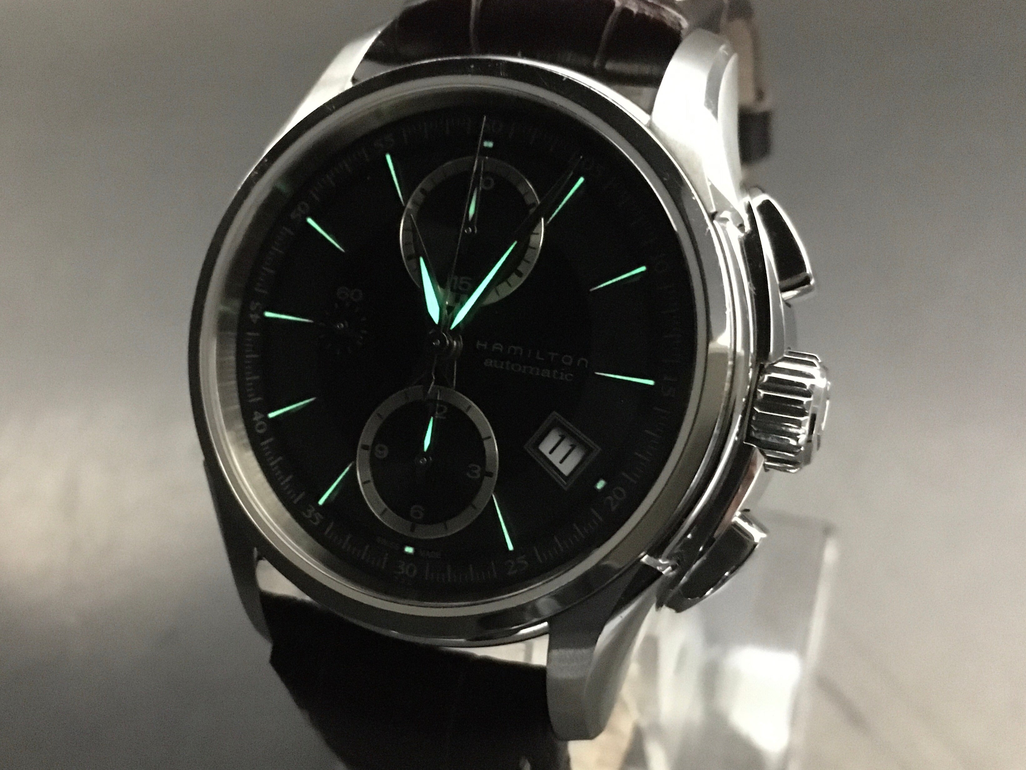 HAMILTON Jazzmaster H326160 Black Brown 42mm Chronograph AT Men's Watch [Box]
