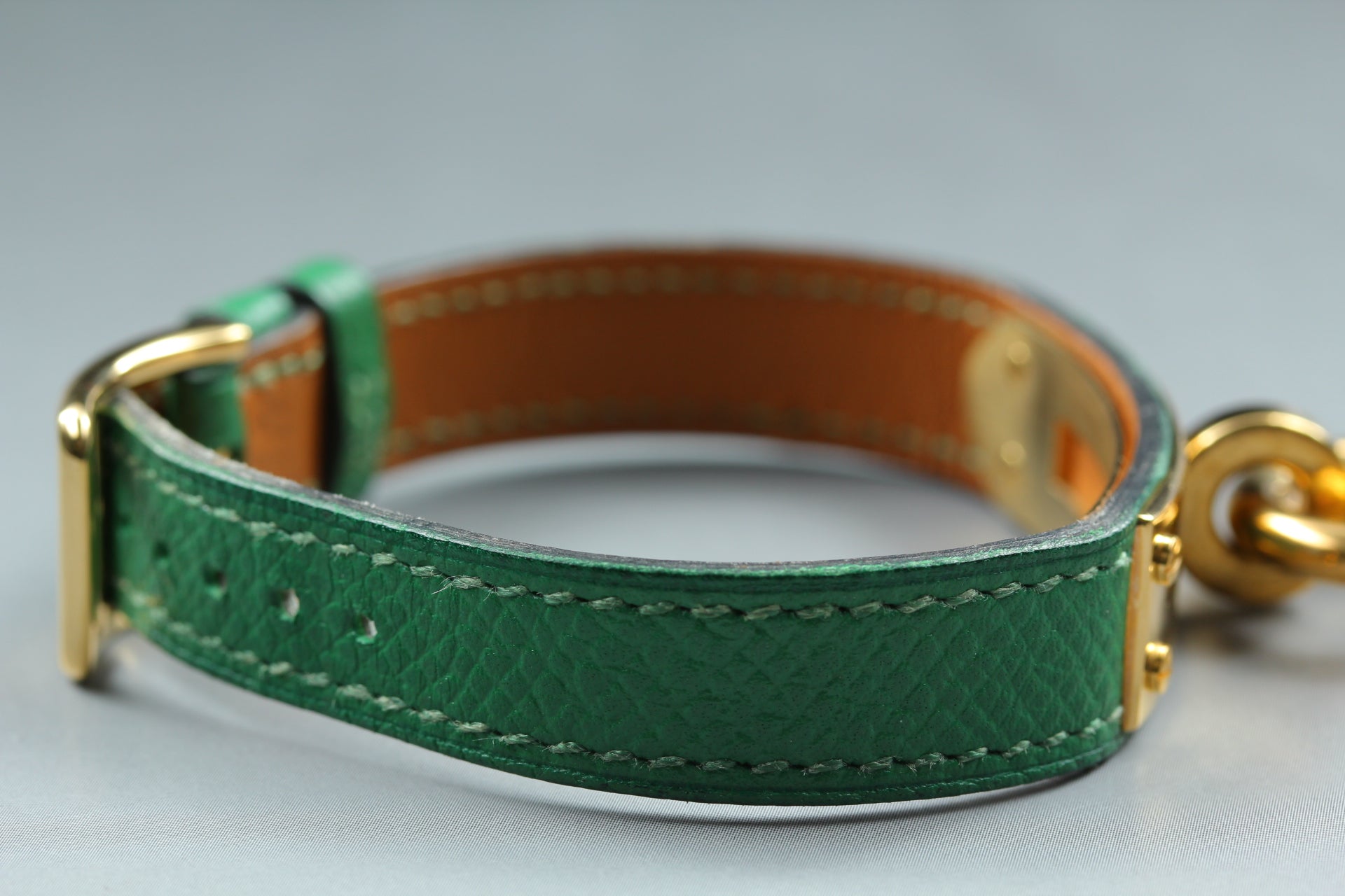 Vintage HERMES Kelly Watch Gold Dial Green "Y" 20mm Woman's Watch Quartz [w/Box]