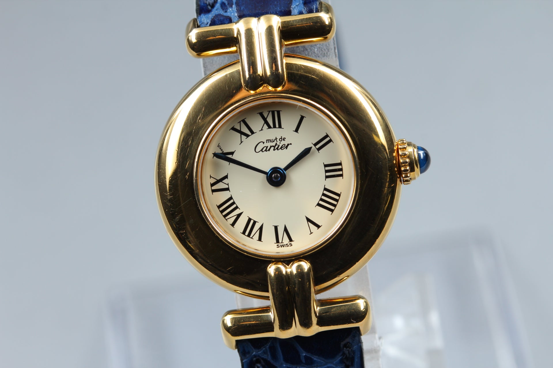 Vintage Cartier Must Colisee Vermeil 590002 Blue Women's Quartz Watch [Pouch]