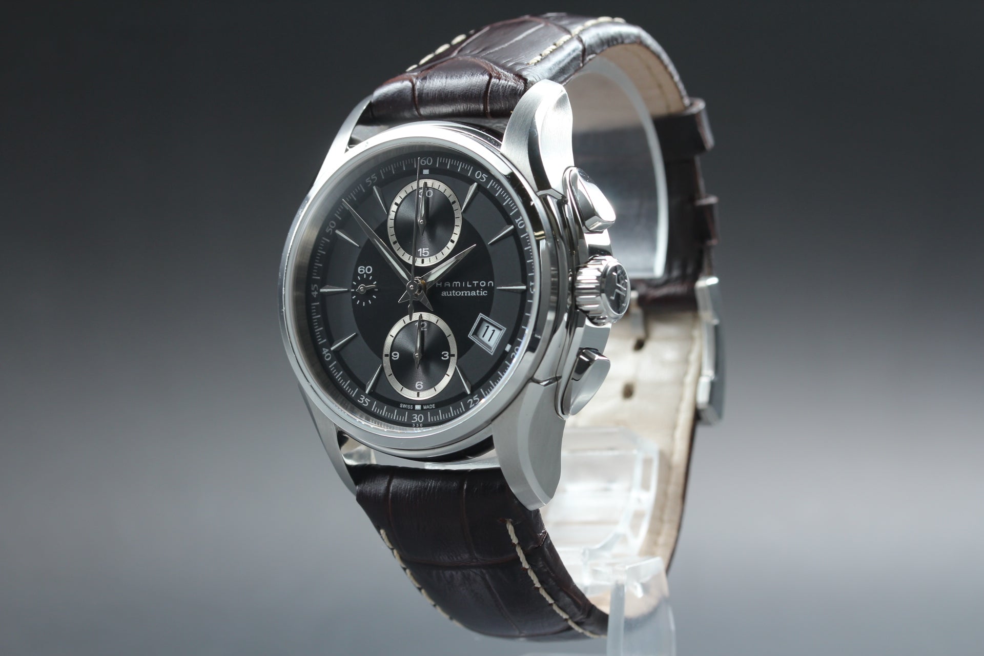 HAMILTON Jazzmaster H326160 Black Brown 42mm Chronograph AT Men's Watch [Box]