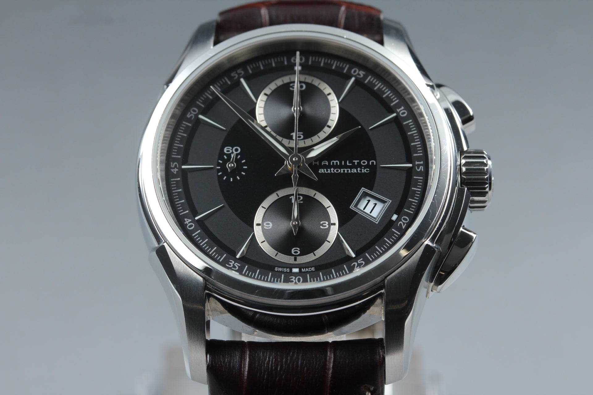 HAMILTON Jazzmaster H326160 Black Brown 42mm Chronograph AT Men's Watch [Box]