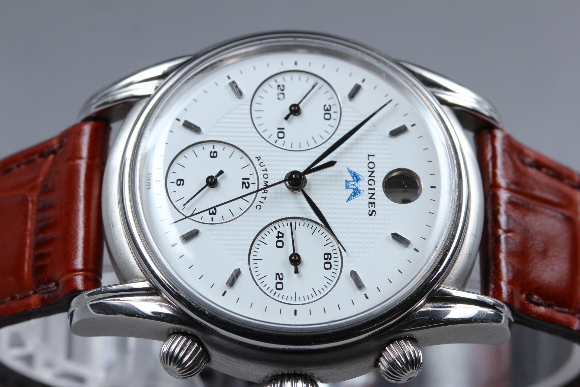 LONGINES Monument L4.661.4 Automatic Chronograph White Men's Watch 37mm JAPAN