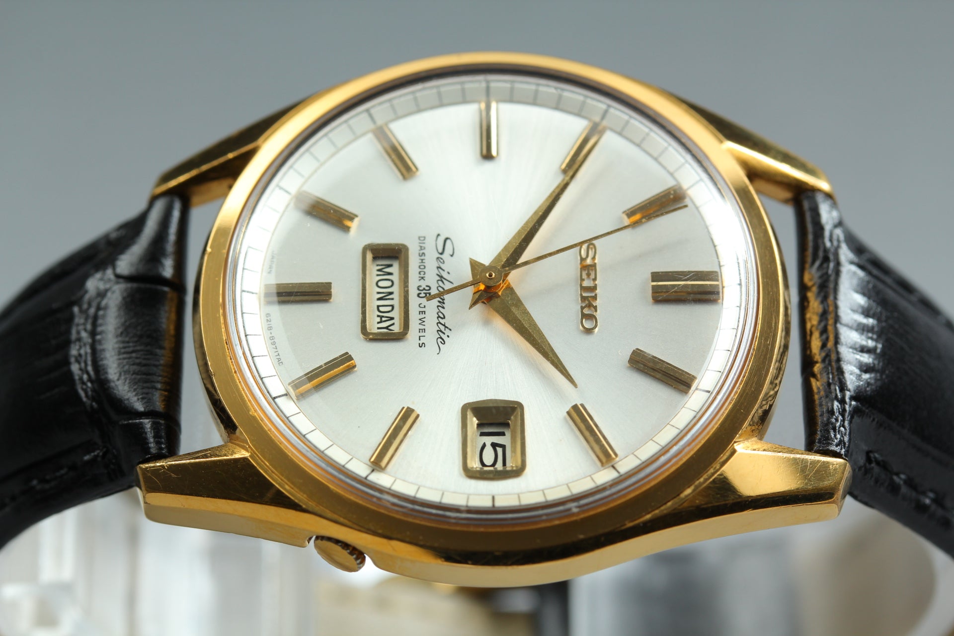 Vintage SEIKO Seikomatic Weekdater 6218-8971 Automatic Men's Watch 37mm JAPAN