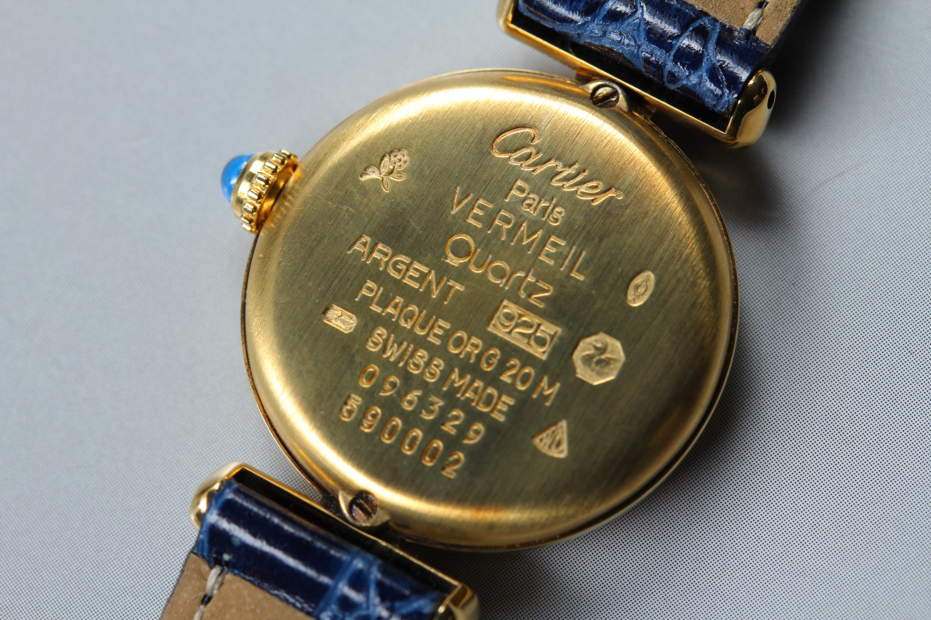 Vintage Cartier Must Colisee Vermeil 590002 Blue Women's Quartz Watch [Pouch]