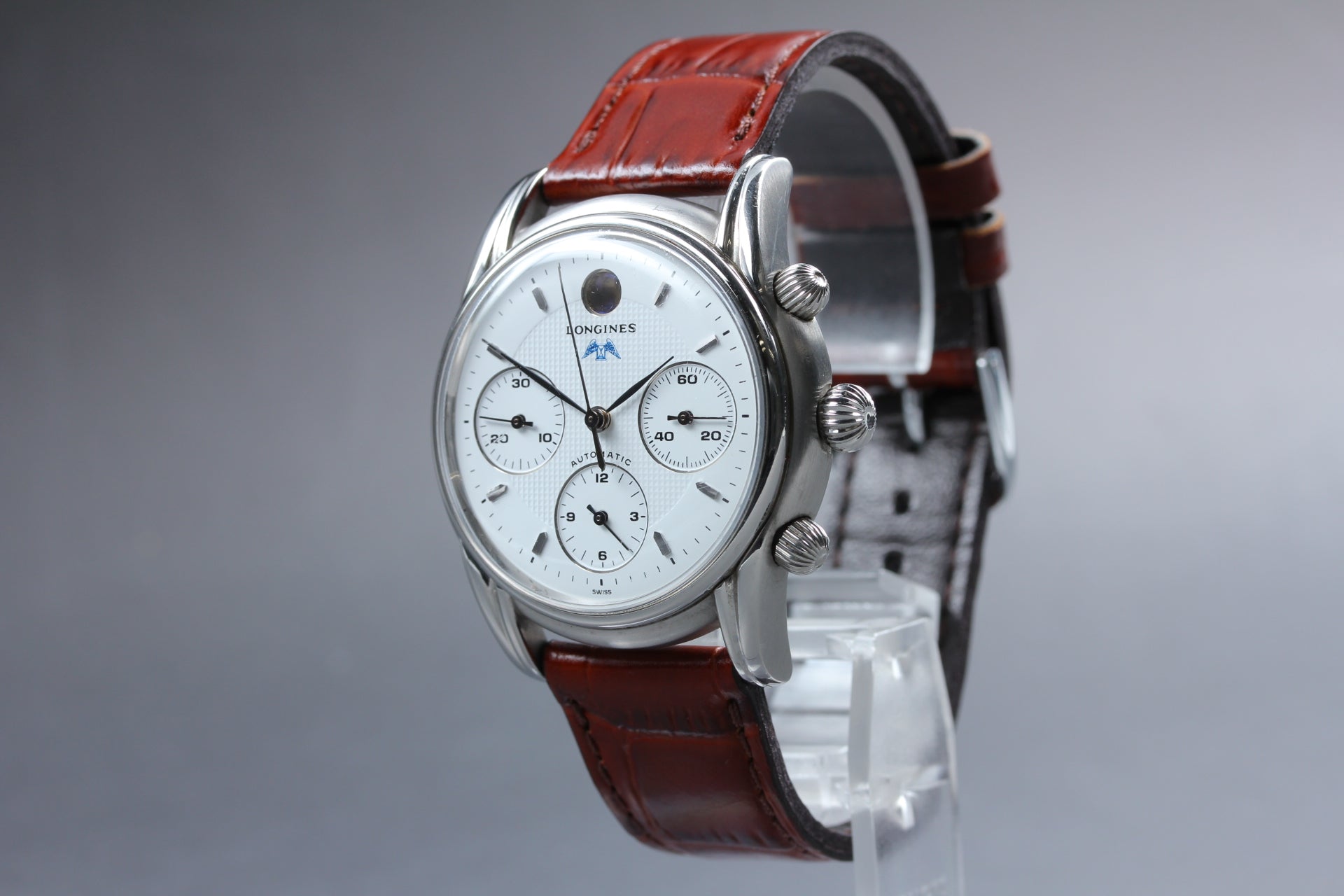 LONGINES Monument L4.661.4 Automatic Chronograph White Men's Watch 37mm JAPAN