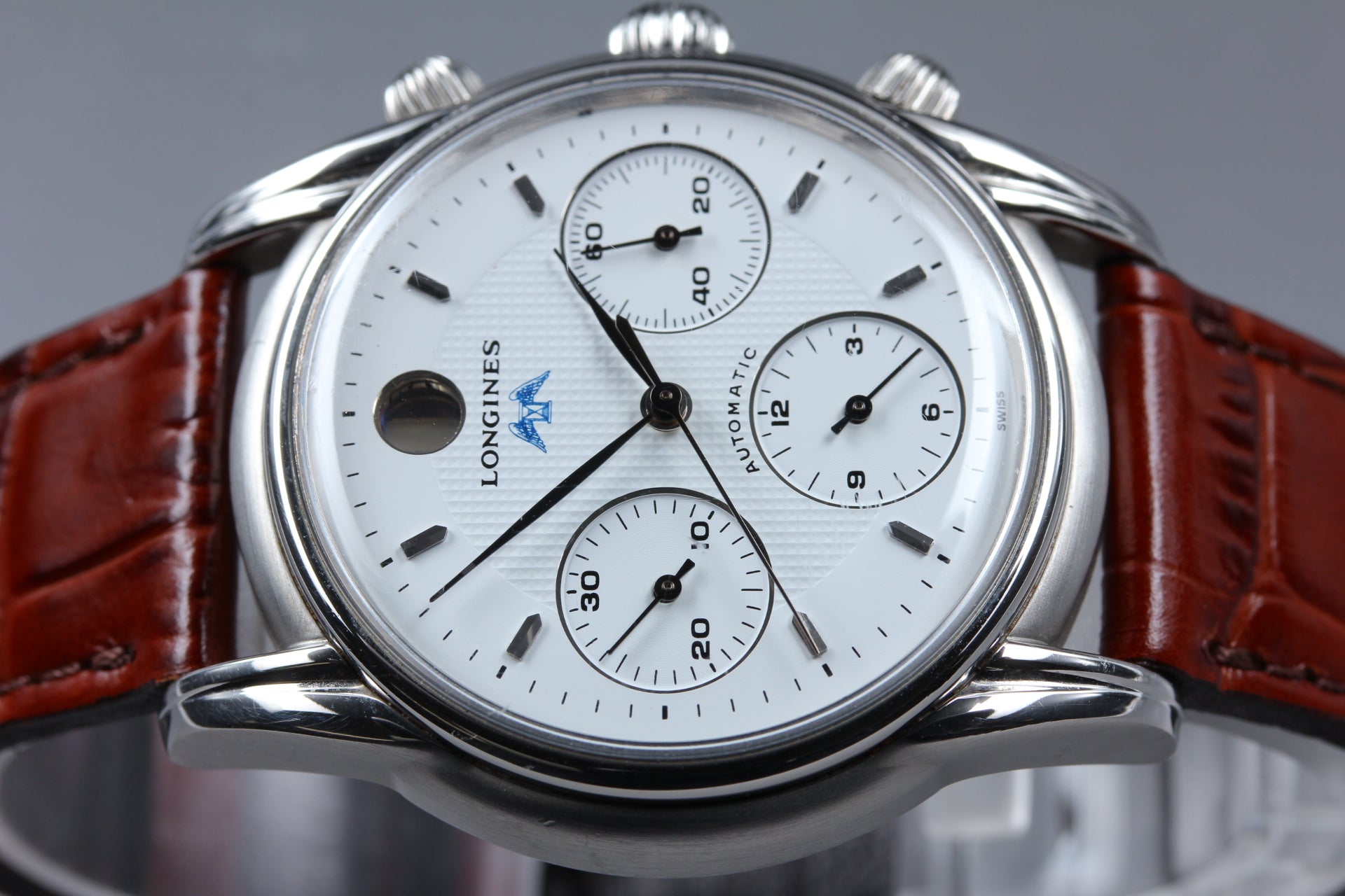 LONGINES Monument L4.661.4 Automatic Chronograph White Men's Watch 37mm JAPAN