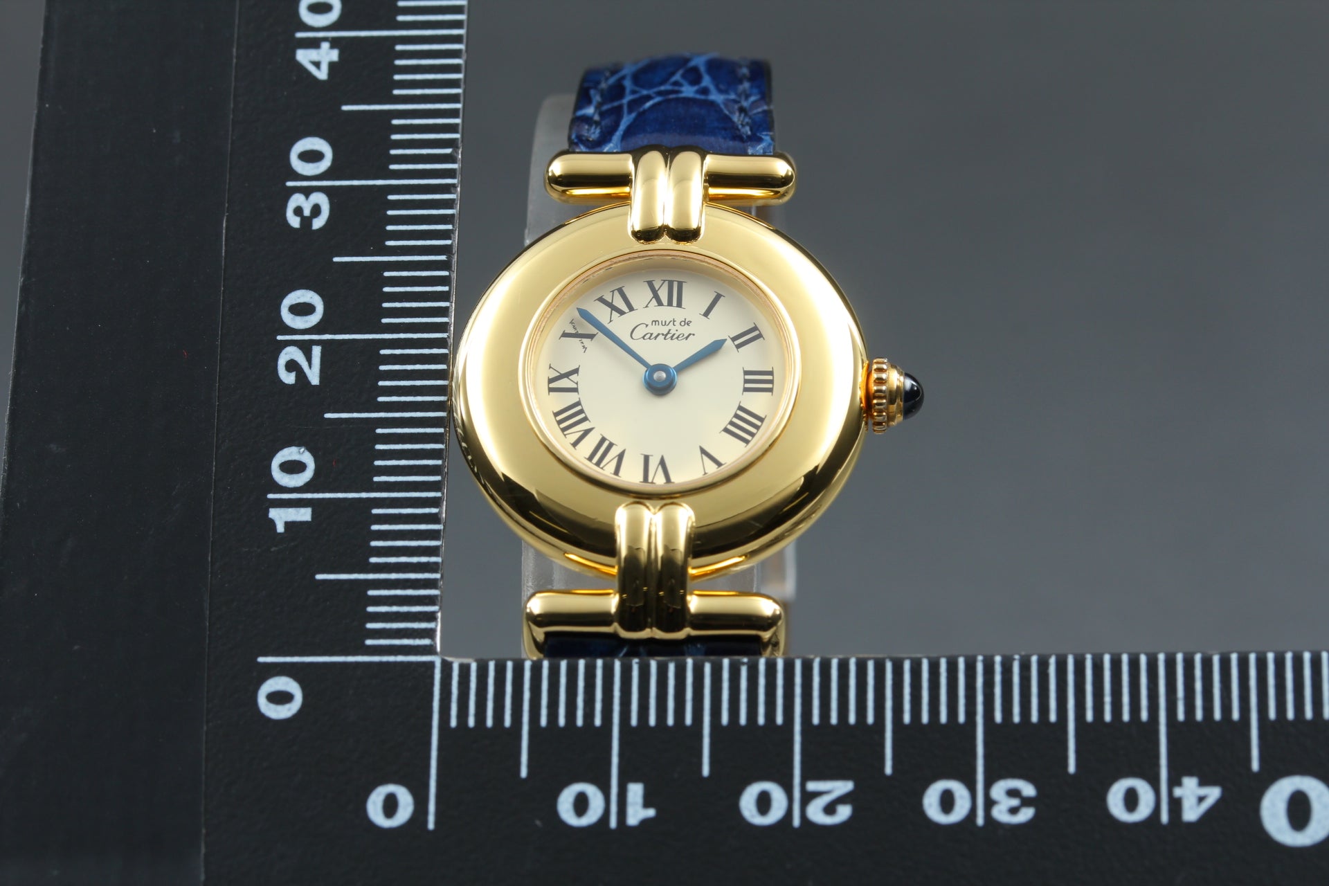 Vintage Cartier Must Colisee Vermeil 590002 Blue Gold Women's Quartz Watch