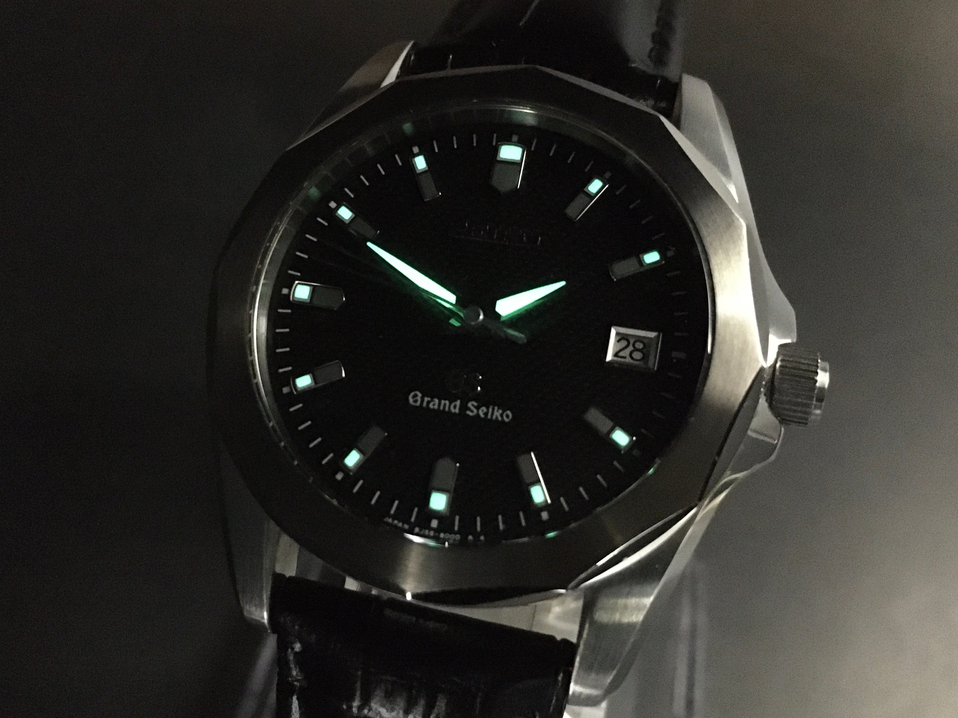 New Batt SEIKO Grand Seiko GS 8J56-8000 Quartz Black Men's Watch 36mm JAPAN