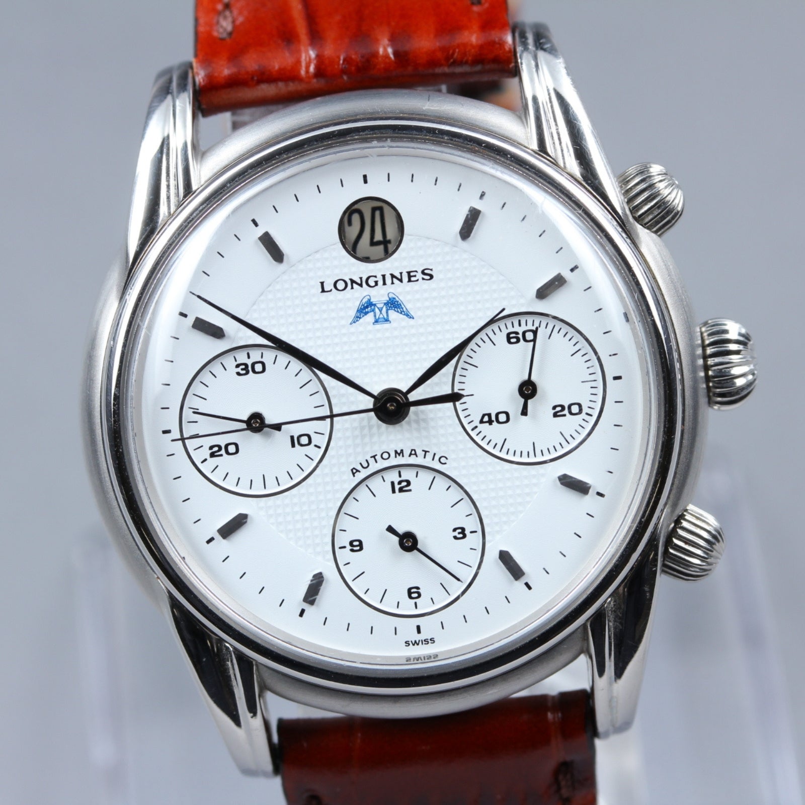 LONGINES Monument L4.661.4 Automatic Chronograph White Men's Watch 37mm JAPAN